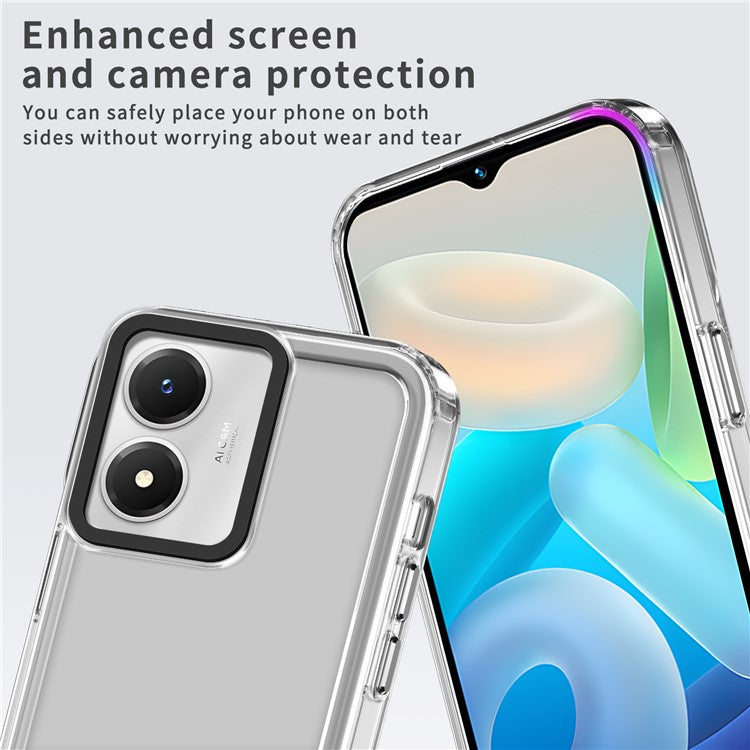 Phone Cover for vivo Y02s 4G / Y16 4G / Y56 5G Case Drop Protection HD Clear Shell - Transparent Black