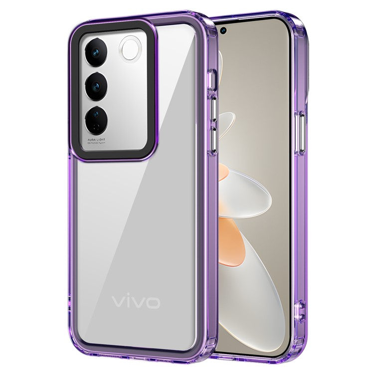 For vivo V27 Pro 5G / vivo V27 5G  Phone Cover PC+TPU Scratch-proof Back Case - Transparent Purple