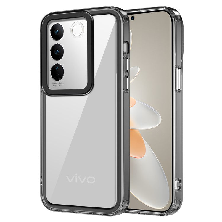 For vivo V27 Pro 5G / vivo V27 5G  Phone Cover PC+TPU Scratch-proof Back Case - Transparent Black