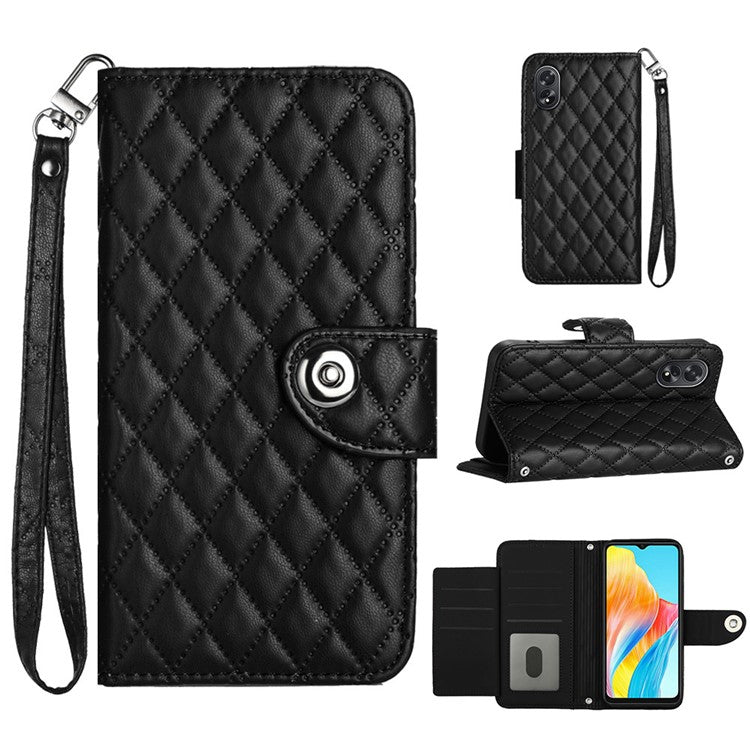 YB Imprinting Series-8 for Oppo A38 4G / A18 4G Case with 7 Card Slots Leather Wallet Phone Cover - Black