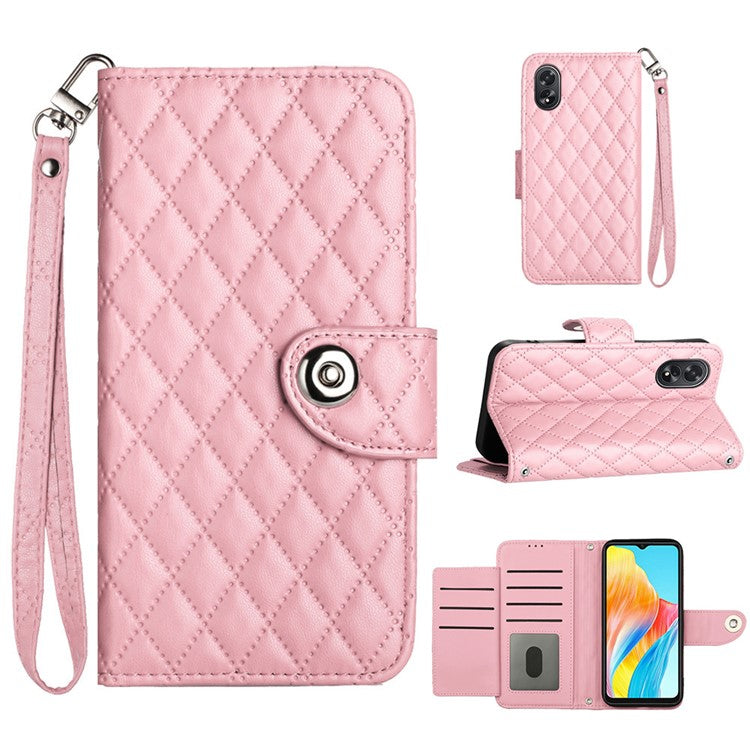 YB Imprinting Series-8 for Oppo A38 4G / A18 4G Case with 7 Card Slots Leather Wallet Phone Cover - Pink