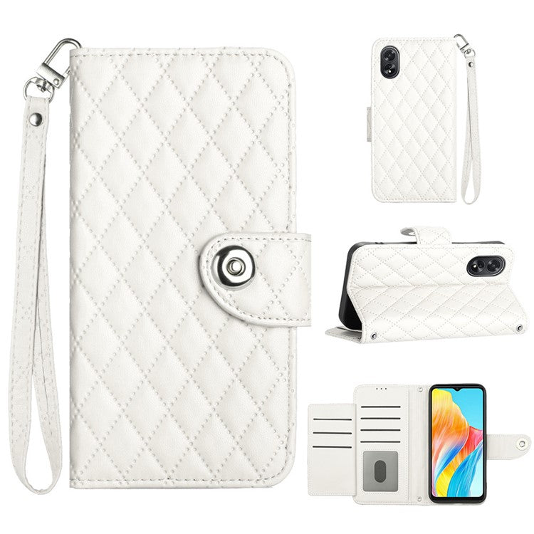 YB Imprinting Series-8 for Oppo A38 4G / A18 4G Case with 7 Card Slots Leather Wallet Phone Cover - White