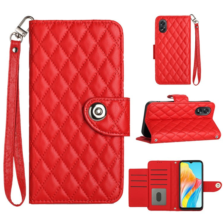 YB Imprinting Series-8 for Oppo A38 4G / A18 4G Case with 7 Card Slots Leather Wallet Phone Cover - Red