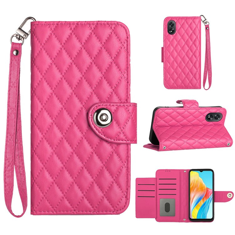 YB Imprinting Series-8 for Oppo A38 4G / A18 4G Case with 7 Card Slots Leather Wallet Phone Cover - Rose