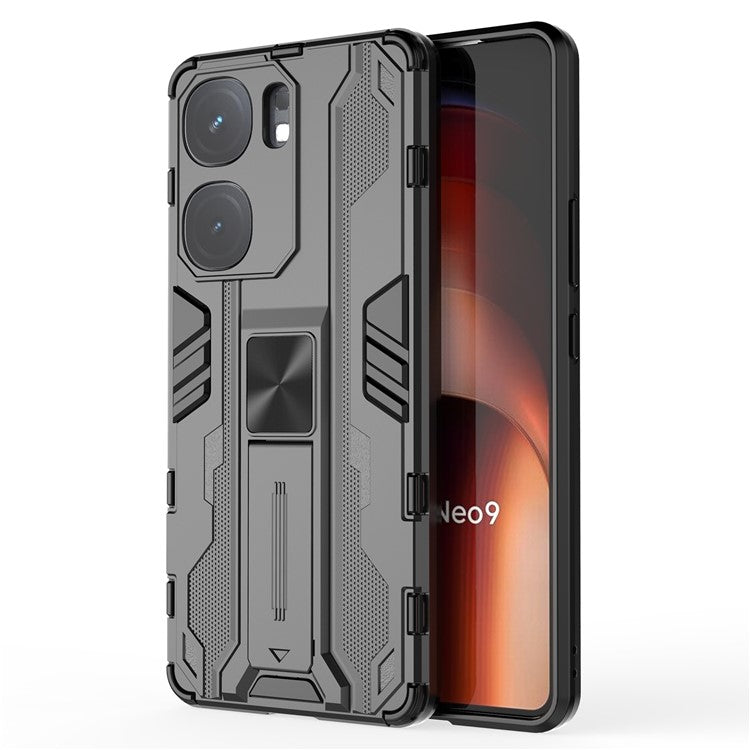 For vivo iQOO Neo9 5G Case Scratch-proof PC + TPU Kickstand Cell Phone Cover - Black