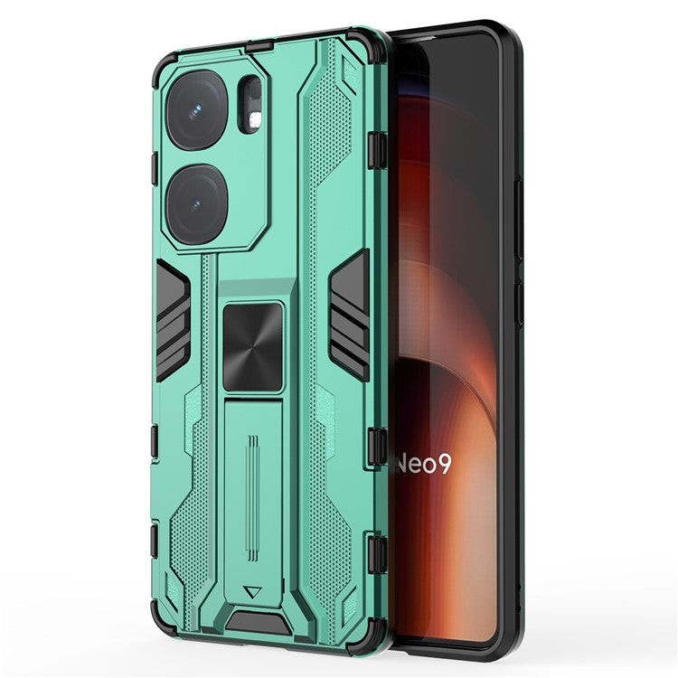 For vivo iQOO Neo9 5G Case Scratch-proof PC + TPU Kickstand Cell Phone Cover - Green