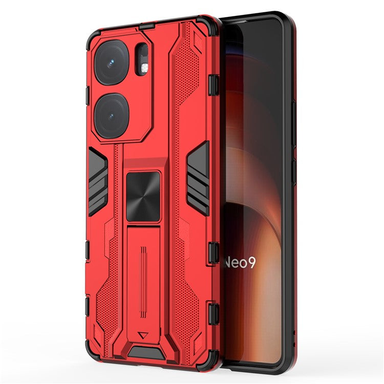 For vivo iQOO Neo9 5G Case Scratch-proof PC + TPU Kickstand Cell Phone Cover - Red