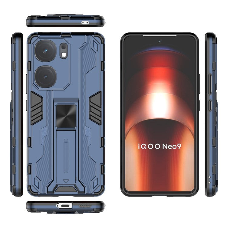 For vivo iQOO Neo9 5G Case Scratch-proof PC + TPU Kickstand Cell Phone Cover - Blue