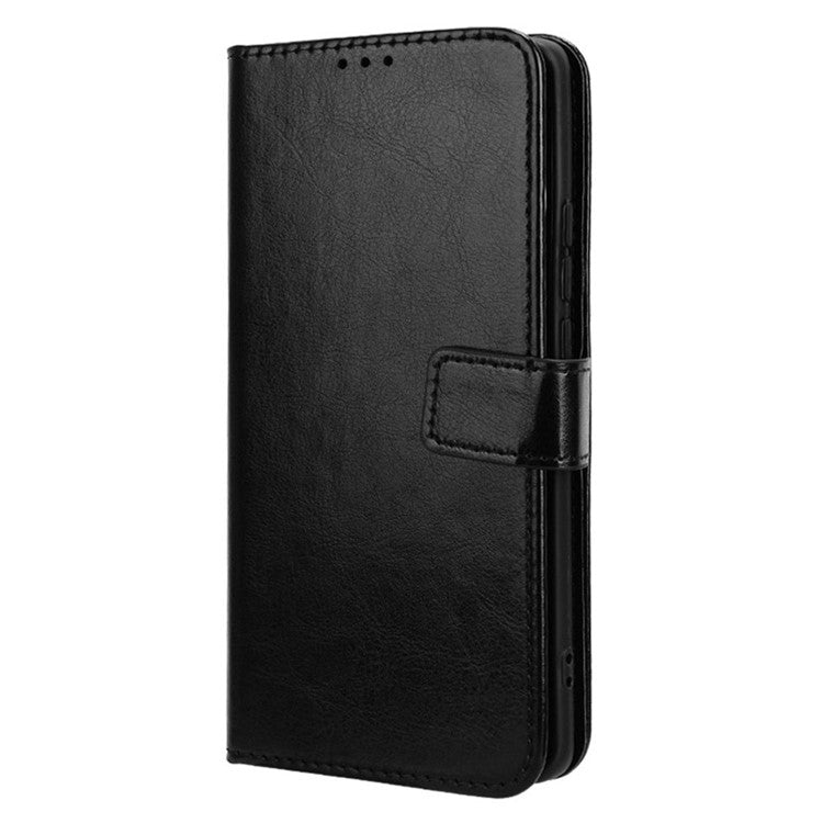 For vivo X100 Pro 5G Leather Case Crazy Horse Texture Stand Wallet Phone Cover - Black