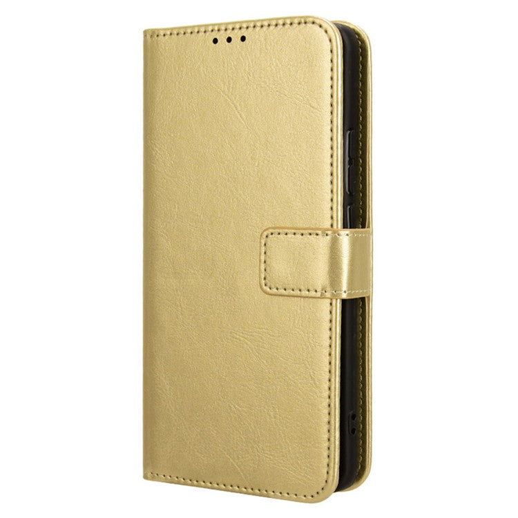 For vivo X100 Pro 5G Leather Case Crazy Horse Texture Stand Wallet Phone Cover - Gold