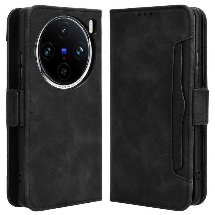 For vivo X100 Pro 5G Case Wallet Leather Phone Cover with Multiple Card Slots - Black