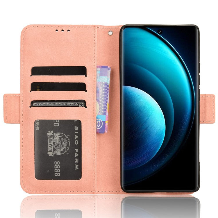 For vivo X100 Pro 5G Case Wallet Leather Phone Cover with Multiple Card Slots - Pink