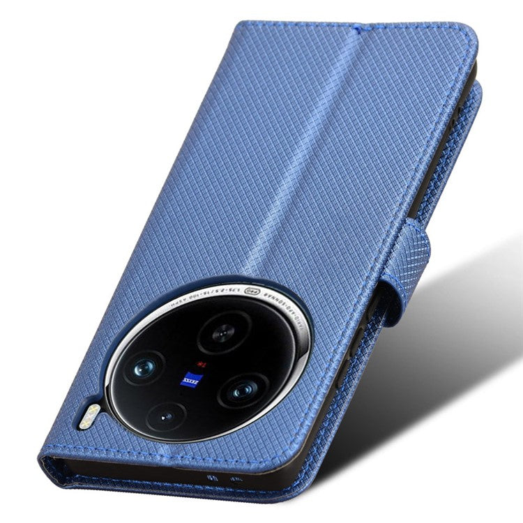 For vivo X100 Pro 5G Case Diamond Texture Leather Protective Phone Cover - Blue