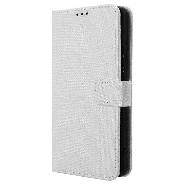 For vivo X100 Pro 5G Case Diamond Texture Leather Protective Phone Cover - White