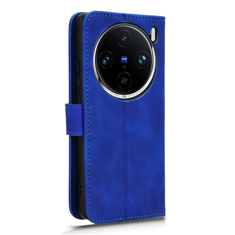 For vivo X100 Pro 5G Case PU Leather Full Protection Folio Phone Cover - Blue