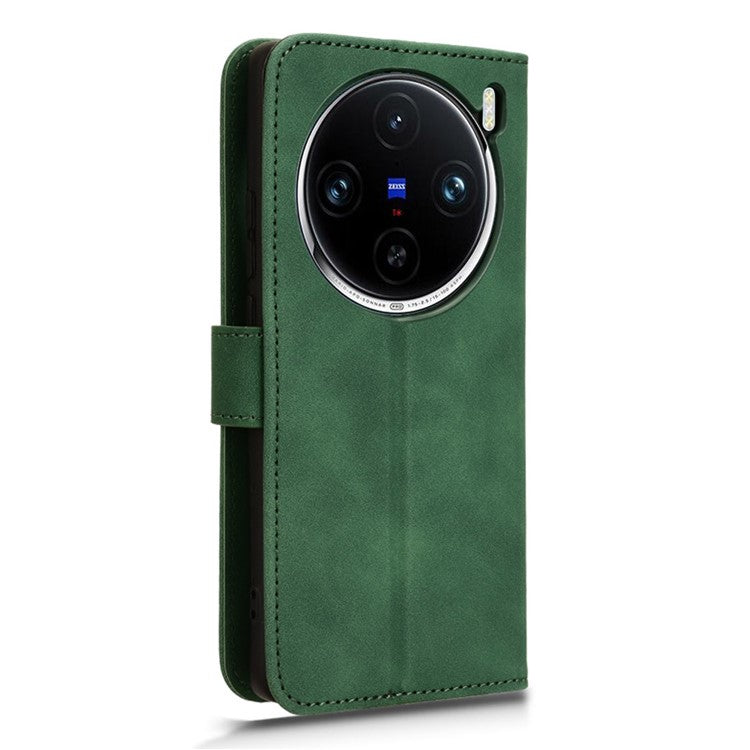 For vivo X100 Pro 5G Case PU Leather Full Protection Folio Phone Cover - Green