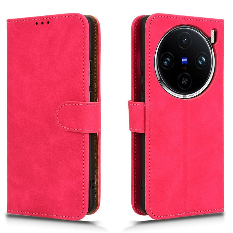 For vivo X100 Pro 5G Case PU Leather Full Protection Folio Phone Cover - Rose