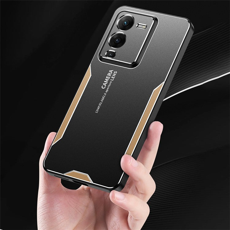 For vivo S15 5G Case Aluminium Alloy+TPU+PC Slim Phone Back Cover - Gold