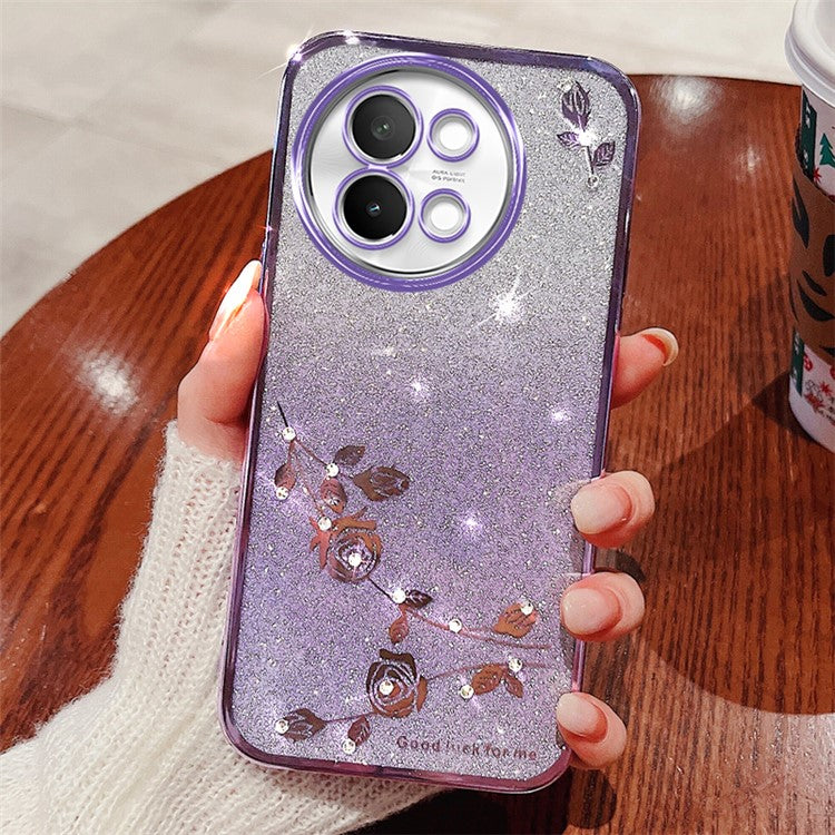 KADEM For vivo S18e 5G Case Scratch Proof Glitter TPU Phone Cover with Rhinestone Decor - Purple