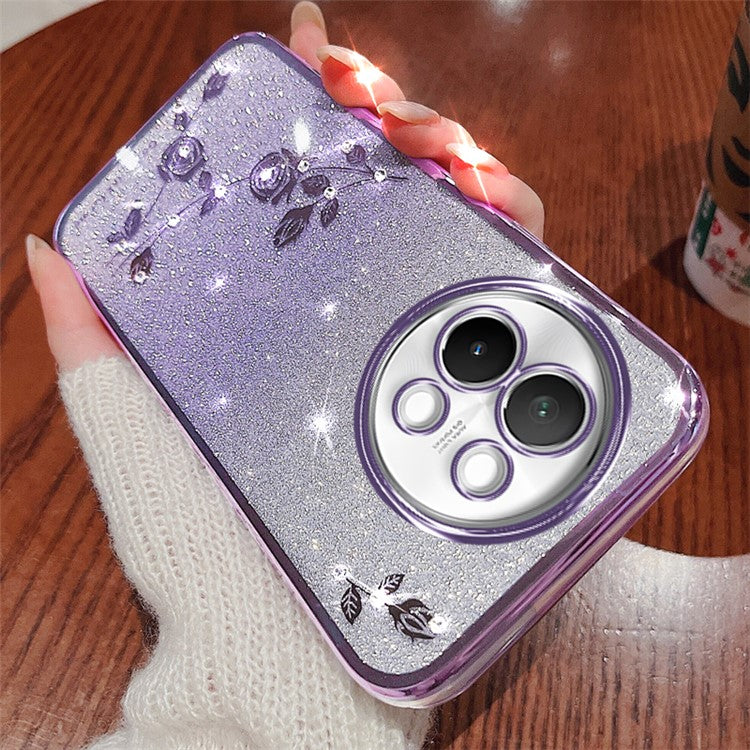 KADEM For vivo S18e 5G Case Scratch Proof Glitter TPU Phone Cover with Rhinestone Decor - Purple