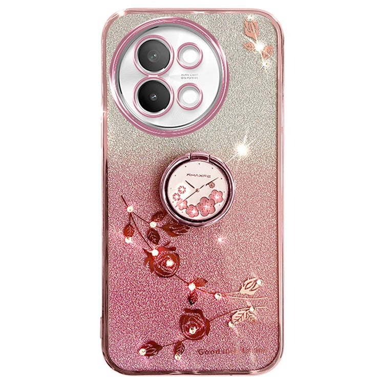 KADEM For vivo S18e 5G TPU Case Rhinestone Flower Kickstand Phone Cover - Rose Gold