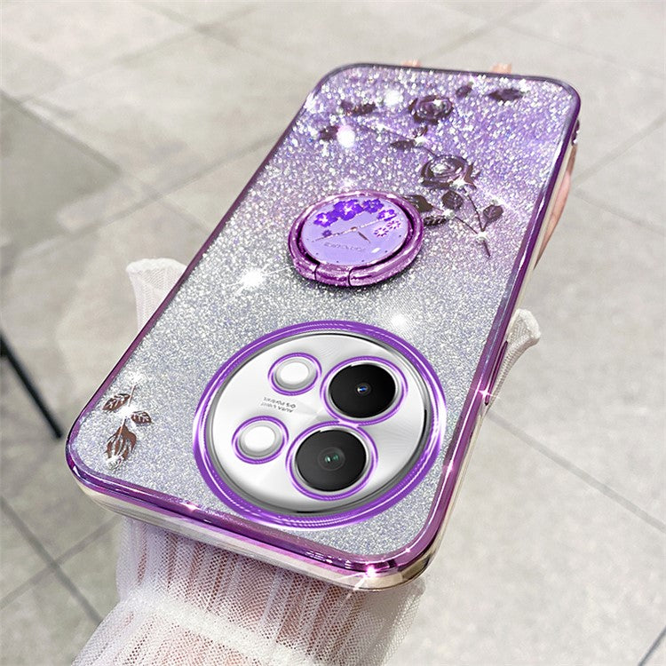 KADEM For vivo S18e 5G TPU Case Rhinestone Flower Kickstand Phone Cover - Purple