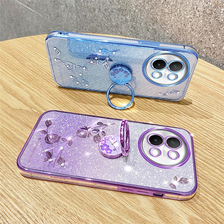 KADEM For vivo S18e 5G TPU Case Rhinestone Flower Kickstand Phone Cover - Purple