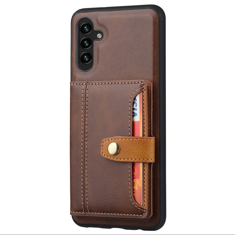 For Samsung Galaxy A25 5G (Global) (161.0 x 76.5 x 8.3mm) Case Card Holder Leather+TPU Phone Cover - Brown