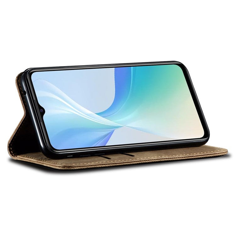 For vivo iQOO Neo9 5G / Neo9 Pro 5G Case Bump Proof Leather+TPU Stand View Phone Cover - Khaki