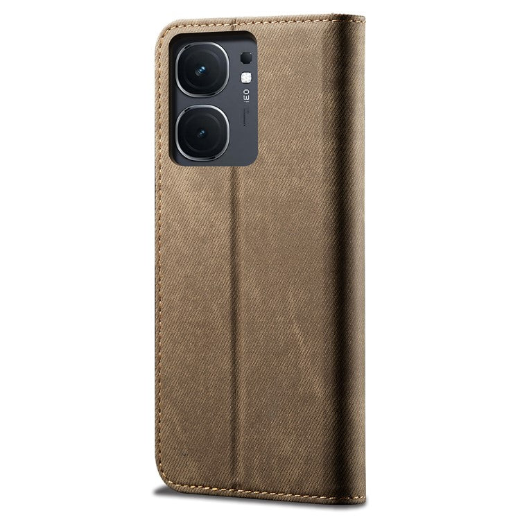 For vivo iQOO Neo9 5G / Neo9 Pro 5G Case Bump Proof Leather+TPU Stand View Phone Cover - Khaki