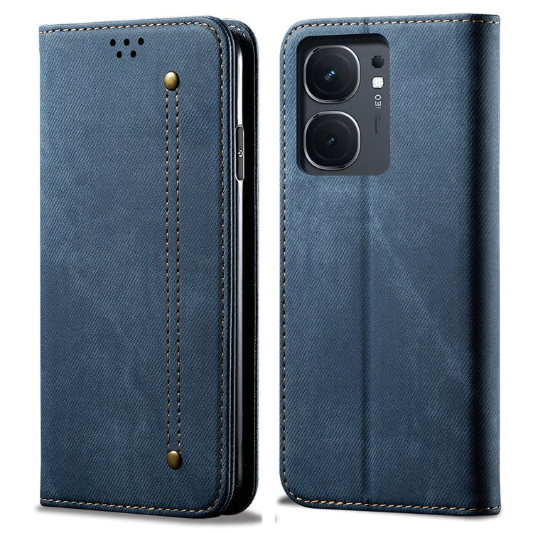 For vivo iQOO Neo9 5G / Neo9 Pro 5G Case Bump Proof Leather+TPU Stand View Phone Cover - Blue