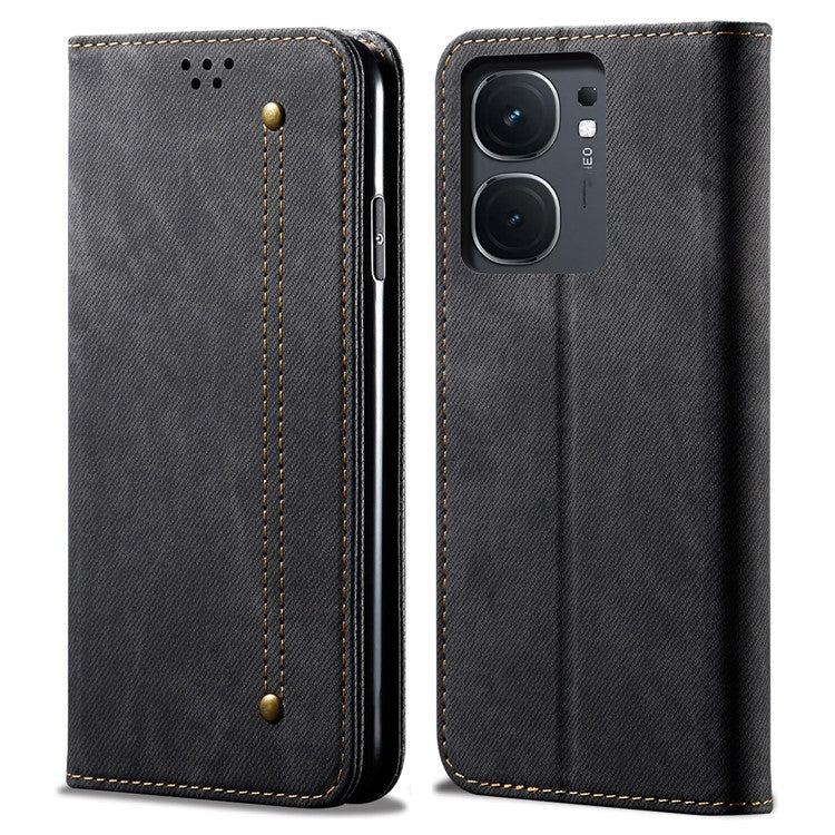 For vivo iQOO Neo9 5G / Neo9 Pro 5G Case Bump Proof Leather+TPU Stand View Phone Cover - Black