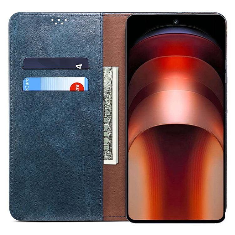 For vivo iQOO Neo9 5G / Neo9 Pro 5G Wallet Case Leather Magnetic Closing Smart Phone Cover - Blue