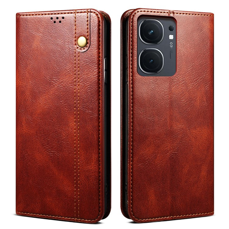 For vivo iQOO Neo9 5G / Neo9 Pro 5G Wallet Case Leather Magnetic Closing Smart Phone Cover - Brown