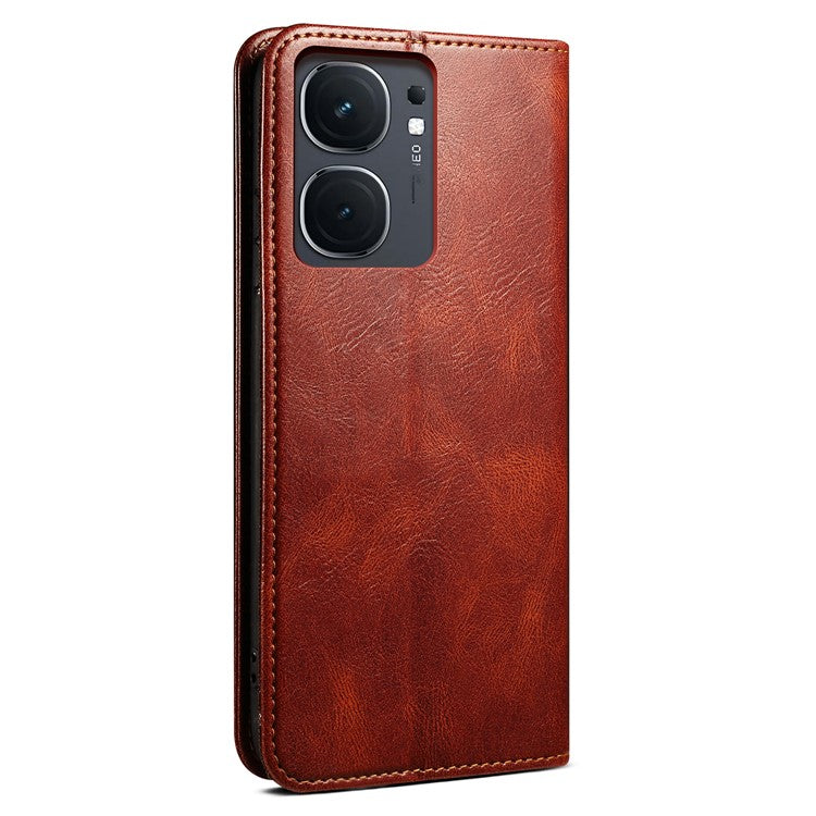 For vivo iQOO Neo9 5G / Neo9 Pro 5G Wallet Case Leather Magnetic Closing Smart Phone Cover - Brown