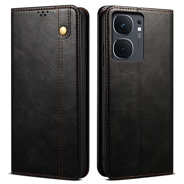 For vivo iQOO Neo9 5G / Neo9 Pro 5G Wallet Case Leather Magnetic Closing Smart Phone Cover - Black