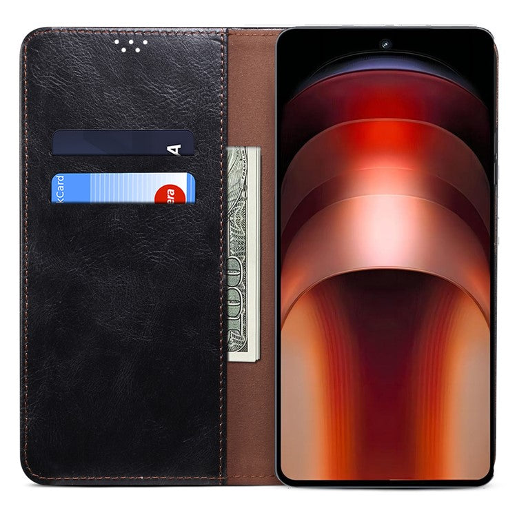 For vivo iQOO Neo9 5G / Neo9 Pro 5G Wallet Case Leather Magnetic Closing Smart Phone Cover - Black