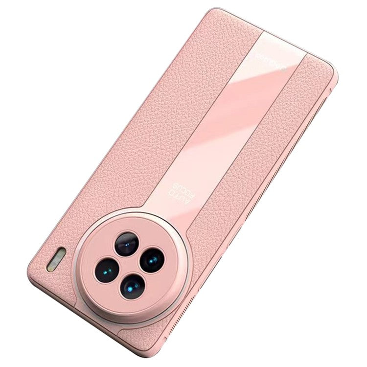 Q.COO For vivo X90 5G Cell Phone Case Drop-proof PU Leather+TPU+Acrylic Shell - Pink