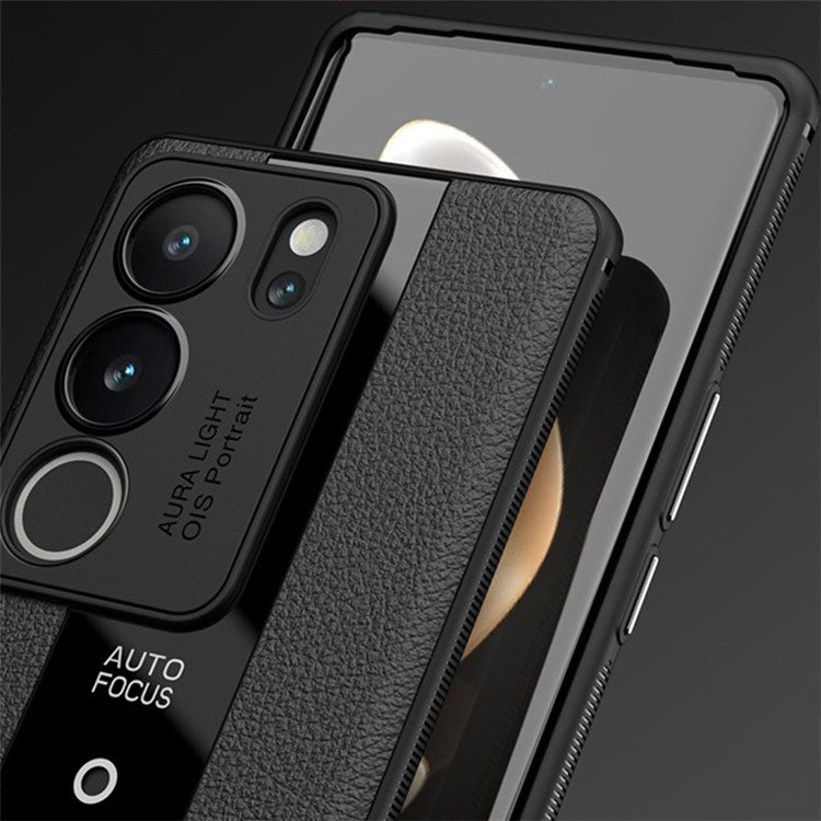 Q.COO For vivo S17 5G / S17 Pro 5G Cell Phone Cases Slim-Fit Leather Coated TPU+Acrylic Cover - Black