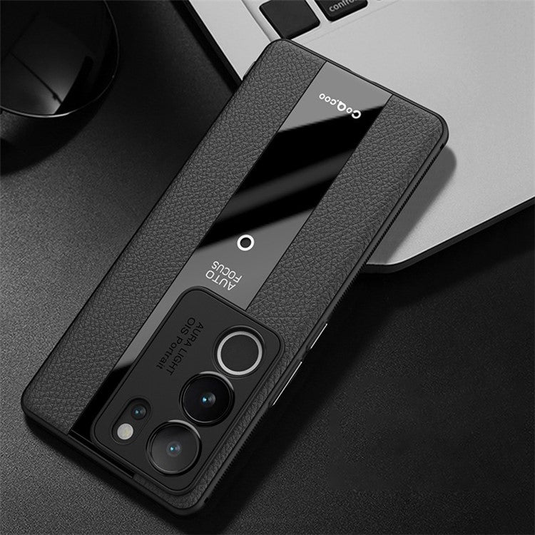 Q.COO For vivo S17 5G / S17 Pro 5G Cell Phone Cases Slim-Fit Leather Coated TPU+Acrylic Cover - Black