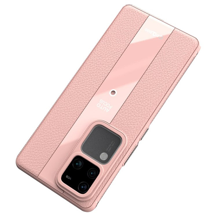 Q.COO Case for vivo S18 5G / S18 Pro 5G Cover PU Leather Coated TPU+Acrylic Phone Shell - Pink