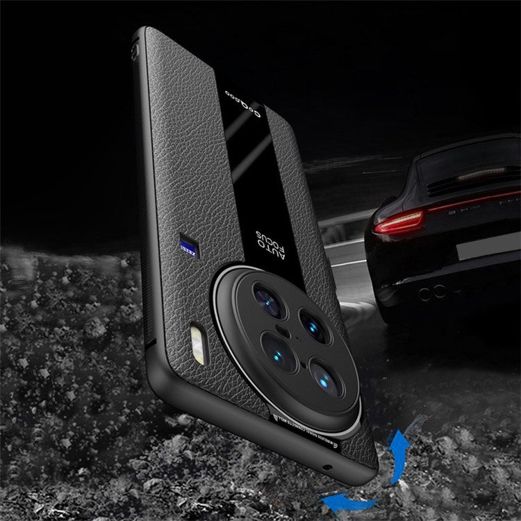 Q.COO For vivo X90 Pro+ 5G Shockproof Phone Cover PU Leather+TPU+Acrylic Back Case - Black