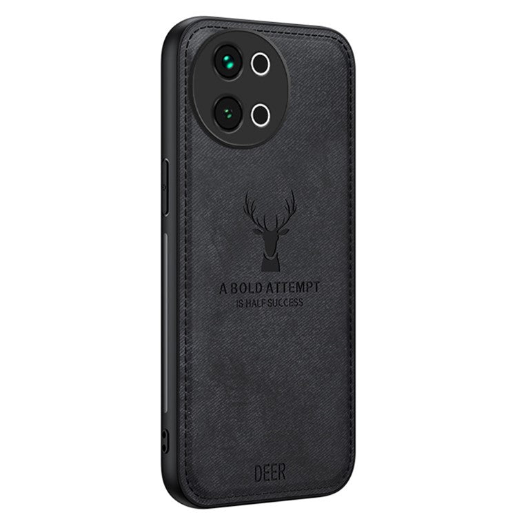 For vivo S18e 5G Shockproof Case Deer Pattern PU Leather+PC+TPU Phone Cover - Black