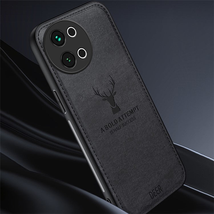 For vivo S18e 5G Shockproof Case Deer Pattern PU Leather+PC+TPU Phone Cover - Black