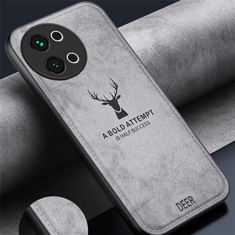 For vivo S18e 5G Shockproof Case Deer Pattern PU Leather+PC+TPU Phone Cover - Grey