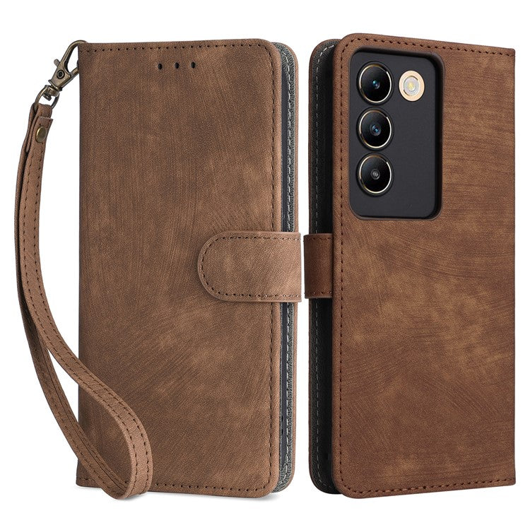 For vivo Y200e 5G / V40 SE 5G / Y100 5G (Indonesia) / V30 Lite 4G / T3 5G / Y100 4G / V30 SE 5G Case RFID Blocking PU Leather Stand Cover - Brown