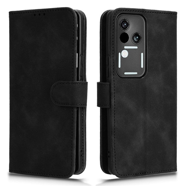 For vivo S18 5G Protective Case Skin-Touch Leather Flip Phone Cover - Black