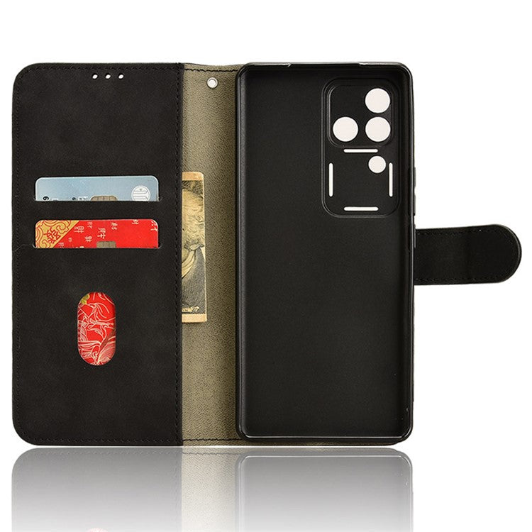 For vivo S18 5G Protective Case Skin-Touch Leather Flip Phone Cover - Black