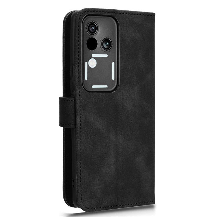 For vivo S18 5G Protective Case Skin-Touch Leather Flip Phone Cover - Black