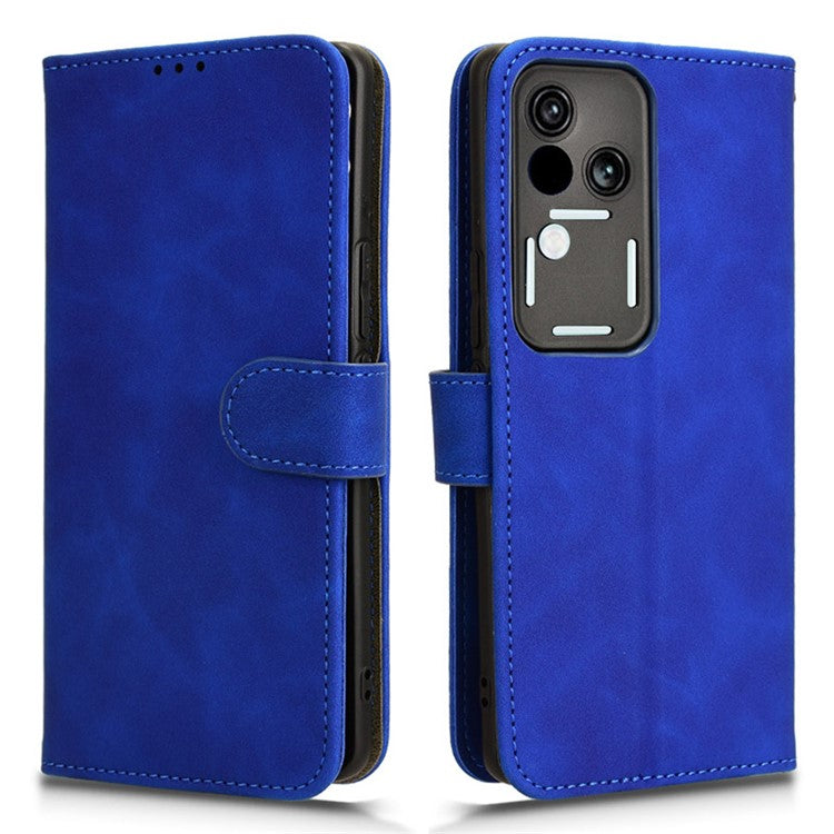 For vivo S18 5G Protective Case Skin-Touch Leather Flip Phone Cover - Blue